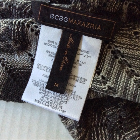 BCBG MAXAZRIA SILK DRAPED OPEN FRONT ZIG ZAG CARDIGAN MEDIUM - Picture 5 of 8